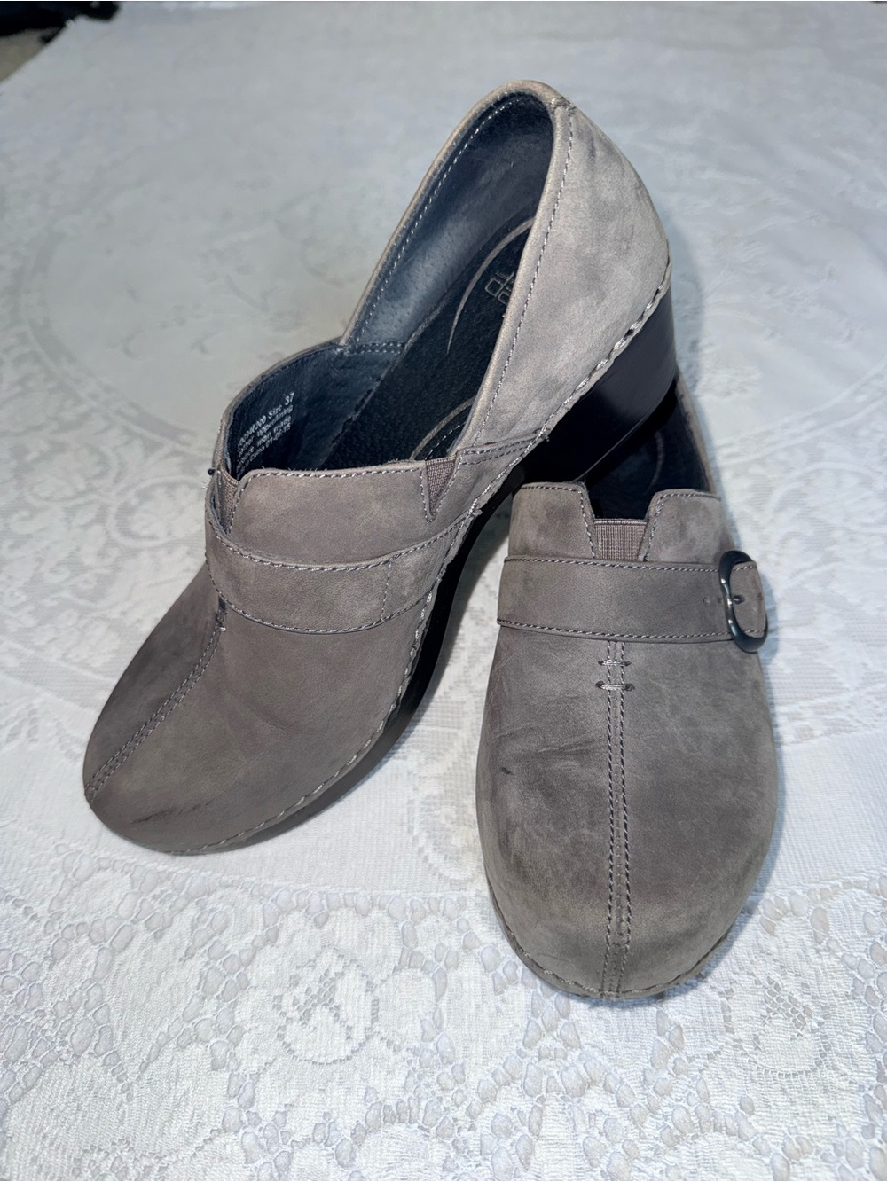 Dansko‎ Grey Suede Buckle Slip On Clogs Mules Size 37 / US 6.5-7⁠
